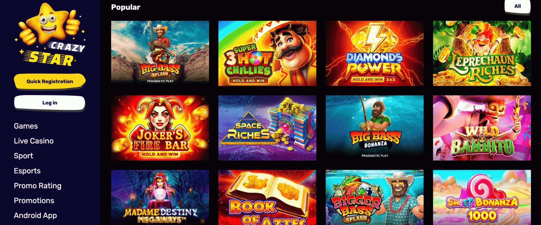 Crazy Star Casino Non GamStop